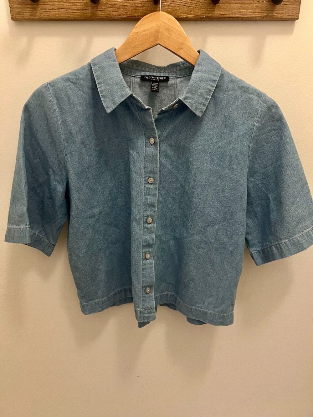 Eileen Fisher Organic Cotton Denim Button Down Petite Small
